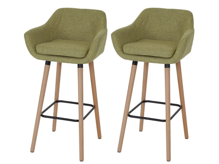PROREGAL 2er-Set Barhocker Oslo Mit Lehne Sitzhöhe 79cm Textil Hellgrün Barstuhl Tresenhocker
