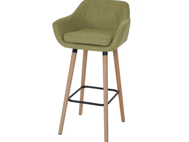 PROREGAL 2er-Set Barhocker Oslo Mit Lehne Sitzhöhe 79cm Textil Hellgrün Barstuhl Tresenhocker