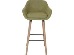 PROREGAL 2er-Set Barhocker Oslo Mit Lehne Sitzhöhe 79cm Textil Hellgrün Barstuhl Tresenhocker