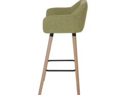 PROREGAL 2er-Set Barhocker Oslo Mit Lehne Sitzhöhe 79cm Textil Hellgrün Barstuhl Tresenhocker