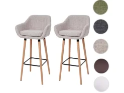 PROREGAL 2er-Set Barhocker Oslo Mit Lehne Sitzhöhe 79cm Textil Hellgrün Barstuhl Tresenhocker