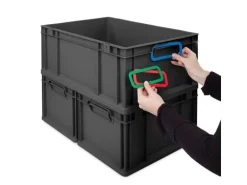 PROREGAL Eurobox Nextgen Color HxBxT 32x30x40cm 30 Liter Griffe Blau Offen Schwarz Eurobehälter Transportbox Transportbehälter