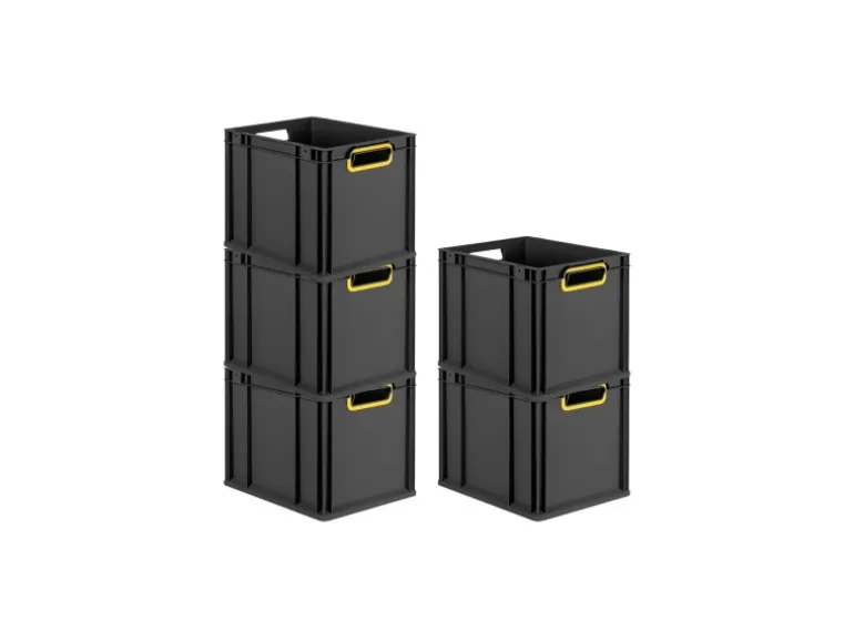 PROREGAL Eurobox Nextgen Color HxBxT 32x30x40cm 30 Liter Griffe Gelb Offen Schwarz Eurobehälter Transportbox Transportbehälter
