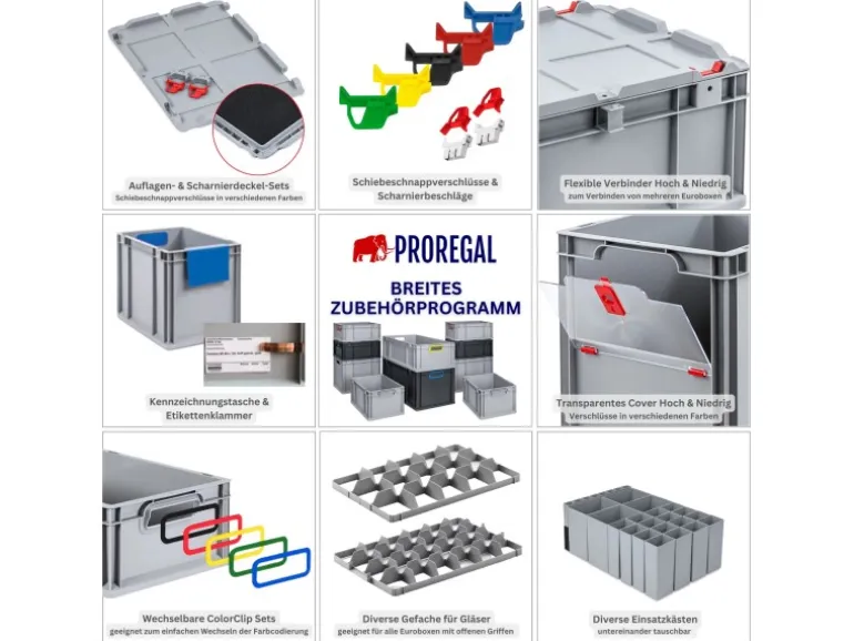 PROREGAL Eurobox Nextgen Portable HxBxT 235x 30 x 40 cm 20 Liter Eurobehälter Transportbox Transportbehälter Stapelbehälter