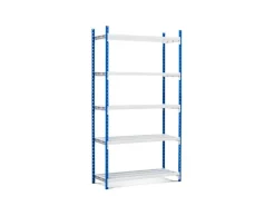 PROREGAL Fachbodenregal Maximus Pro HxBxT 220 x 125 x 60 cm 5 Ebenen Offener Fachboden Fachlast 248 kg Lichtblau-Lichtgrau