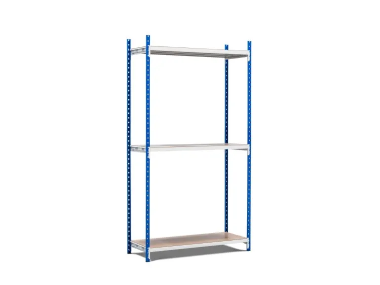 PROREGAL Fachbodenregal Maximus Pro HxBxT 240 x 125 x 80 cm 3 Ebenen Spanplatten-Fachboden Fachlast 278 kg Lichtblau-Lichtgrau