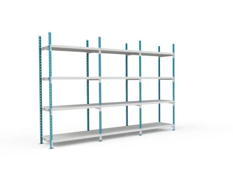 PROREGAL Fachbodenregal Maximus HxBxT200 x 100 x 80 cm 4 Ebenen PVC-Fachboden Fachlast 198 kg Lichtblau-Lichtgrau