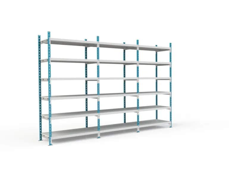 PROREGAL Fachbodenregal Maximus HxBxT 220 x 100 x 50 cm 6 Ebenen PVC-Fachboden Fachlast 182 kg Lichtblau-Lichtgrau