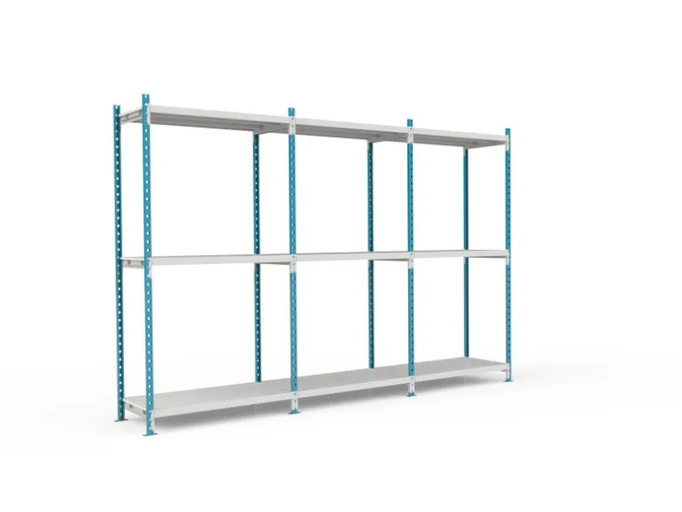 PROREGAL Fachbodenregal Maximus Pro HxBxT 240 x 100 x 50 cm 3 Ebenen PVC-Fachboden Fachlast 286 kg Lichtblau-Lichtgrau