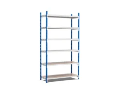 PROREGAL Fachbodenregal Maximus HxBxT 240 x 100 x 68 cm 6 Ebenen Spanplatten-Fachboden Fachlast 182 kg Lichtblau-Lichtgrau