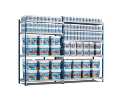 PROREGAL Fachbodenregal Maximus HxBxT 240 x 100 x 68 cm 6 Ebenen Spanplatten-Fachboden Fachlast 182 kg Lichtblau-Lichtgrau