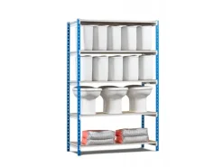 PROREGAL Fachbodenregal Maximus Pro HxBxT 220 x 150 x 50 cm 5 Ebenen PVC-Fachboden Fachlast 236 kg Lichtblau-Lichtgrau