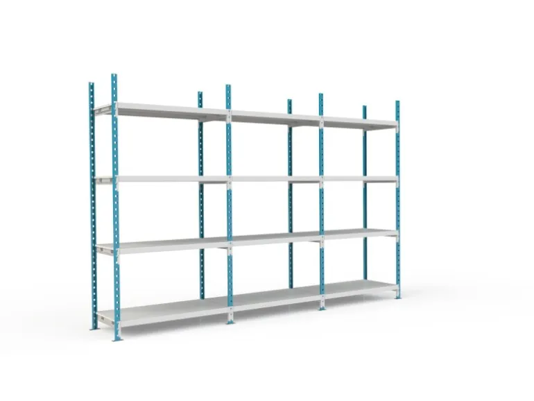 PROREGAL Fachbodenregal Maximus HxBxT 240 x 125 x 40 cm 4 Ebenen PVC-Fachboden Fachlast 114 kg Lichtblau-Lichtgrau