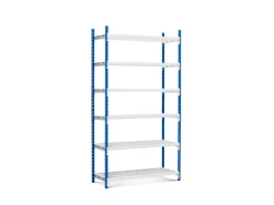 PROREGAL Fachbodenregal Maximus HxBxT 200 x 125 x 40 cm 6 Ebenen Offener Fachboden Fachlast 114 kg Lichtblau-Lichtgrau
