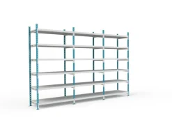 PROREGAL Fachbodenregal Maximus HxBxT200 x 100 x 30 cm 7 Ebenen PVC-Fachboden Fachlast 136 kg Lichtblau-Lichtgrau