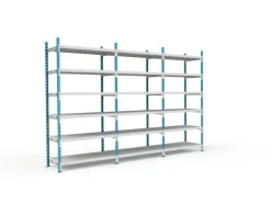 PROREGAL Fachbodenregal Maximus Pro HxBxT 220 x 100 x 50 cm 7 Ebenen PVC-Fachboden Fachlast 303 kg Lichtblau-Lichtgrau