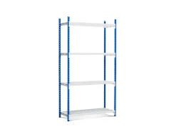 PROREGAL Fachbodenregal Maximus Pro HxBxT 220 x 100 x 80 cm 4 Ebenen Offener Fachboden Fachlast 303 kg Lichtblau-Lichtgrau