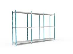 PROREGAL Fachbodenregal Maximus Pro HxBxT 300 x 100 x 50 cm 3 Ebenen Metallplatten-Fachboden Fachlast 286 kg Lichtblau-Lichtgrau