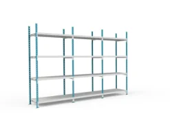 PROREGAL Fachbodenregal Maximus Pro HxBxT 240 x 125 x 60 cm 4 Ebenen PVC-Fachboden Fachlast 248 kg Lichtblau-Lichtgrau