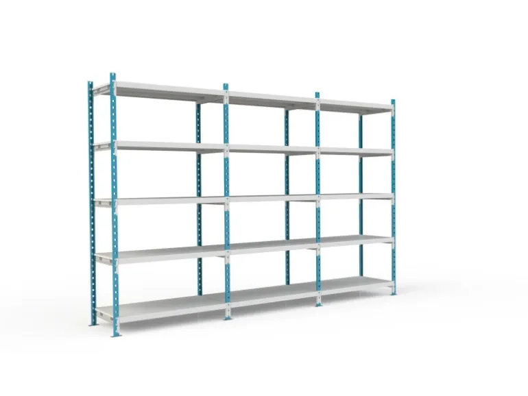 PROREGAL Fachbodenregal Maximus Pro HxBxT 260 x 125 x 60 cm 5 Ebenen PVC-Fachboden Fachlast 248 kg Lichtblau-Lichtgrau