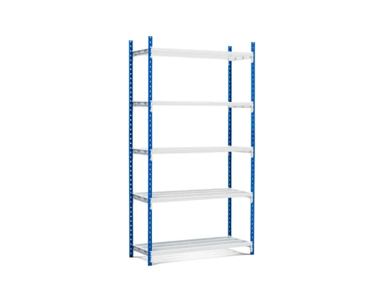 PROREGAL Fachbodenregal Maximus HxBxT 200 x 125 x 60 cm 5 Ebenen Offener Fachboden Fachlast 152 kg Lichtblau-Lichtgrau