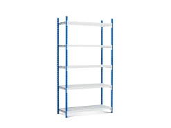 PROREGAL Fachbodenregal Maximus HxBxT 200 x 125 x 34 cm 5 Ebenen Offener Fachboden Fachlast 114 kg Lichtblau-Lichtgrau