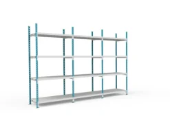 PROREGAL Fachbodenregal Maximus HxBxT200 x 125 x 34 cm 4 Ebenen PVC-Fachboden Fachlast 114 kg Lichtblau-Lichtgrau