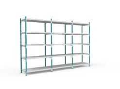 PROREGAL Fachbodenregal Maximus HxBxT 220 x 100 x 50 cm 5 Ebenen PVC-Fachboden Fachlast 182 kg Lichtblau-Lichtgrau