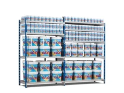 PROREGAL Fachbodenregal Maximus HxBxT 220 x 100 x 50 cm 5 Ebenen PVC-Fachboden Fachlast 182 kg Lichtblau-Lichtgrau