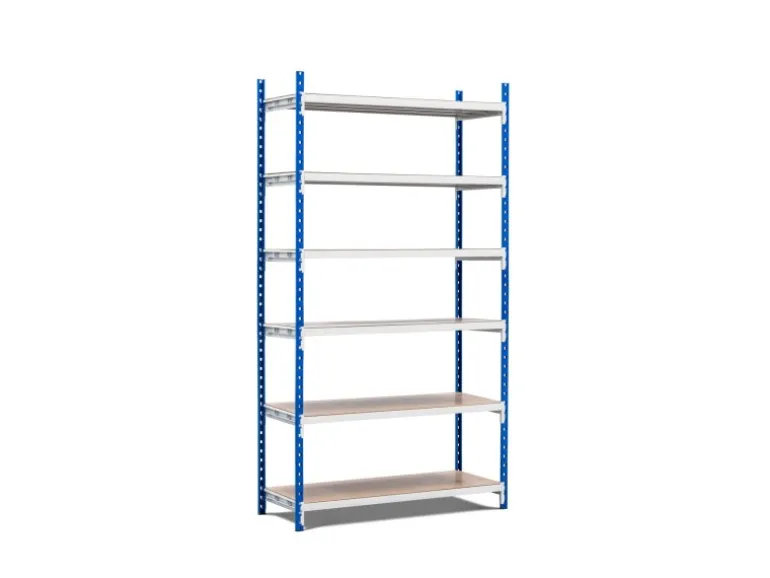 PROREGAL Fachbodenregal Maximus Pro HxBxT 260 x 100 x 100 cm 7 Ebenen Spanplatten-Fachboden Fachlast 249 kg Lichtblau-Lichtgrau