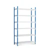 PROREGAL Fachbodenregal Maximus Pro HxBxT 220 x 100 x 100 cm 6 Ebenen Offener Fachboden Fachlast 303 kg Lichtblau-Lichtgrau