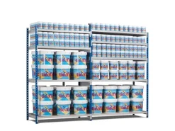 PROREGAL Fachbodenregal Maximus HxBxT 180 x 125 x 60 cm 4 Ebenen PVC-Fachboden Fachlast 152 kg Lichtblau-Lichtgrau