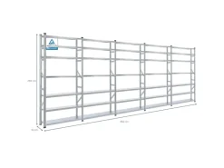 PROREGAL Fachbodenregal Proximo Stecksystem 250 x 450 x 32 cm 7 Ebenen Beidseitig Verzinkt