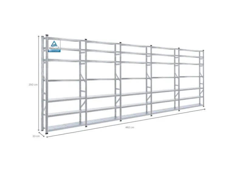 PROREGAL Fachbodenregal Proximo Stecksystem 250 x 450 x 32 cm 7 Ebenen Beidseitig Verzinkt