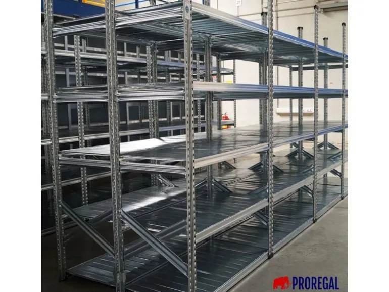 PROREGAL Fachbodenregal Proximo Stecksystem 250 x 450 x 32 cm 7 Ebenen Beidseitig Verzinkt