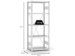 PROREGAL Fachbodenregal Stecksystem T-Profil Medium-Duty Grundregal HxBxT 200 x 75 x 40 cm 5 Ebenen Fachlast 225 kg Einseitig Nutzbar Lichtgrau