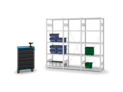 PROREGAL Fachbodenregal Stecksystem T-Profil Medium-Duty Grundregal HxBxT 200 x 75 x 40 cm 5 Ebenen Fachlast 225 kg Einseitig Nutzbar Lichtgrau