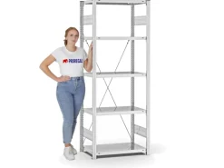 PROREGAL Fachbodenregal Stecksystem T-Profil Medium-Duty Grundregal HxBxT 200 x 75 x 40 cm 5 Ebenen Fachlast 225 kg Einseitig Nutzbar Lichtgrau