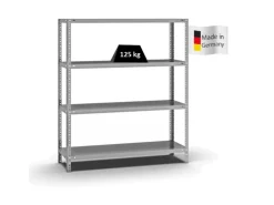 PROREGAL Fachbodenregal Schraubsystem Light-Duty Grundregal HxBxT 150 x 130 x 40 cm 4 Ebenen Fachlast 125 kg Beidseitig Nutzbar Verzinkt