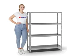 PROREGAL Fachbodenregal Schraubsystem Light-Duty Grundregal HxBxT 150 x 130 x 40 cm 4 Ebenen Fachlast 125 kg Beidseitig Nutzbar Verzinkt