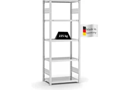 PROREGAL Fachbodenregal Stecksystem T-Profil Medium-Duty Grundregal HxBxT 200 x 75 x 40 cm 5 Ebenen Fachlast 225 kg Beidseitig Nutzbar Lichtgrau