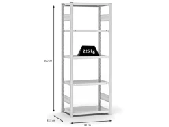 PROREGAL Fachbodenregal Stecksystem T-Profil Medium-Duty Grundregal HxBxT 200 x 75 x 40 cm 5 Ebenen Fachlast 225 kg Beidseitig Nutzbar Lichtgrau