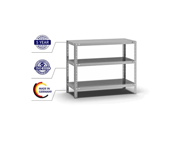 PROREGAL Fachbodenregal Schraubsystem Light-Duty Grundregal HxBxT 80 x 100 x 40 cm 3 Ebenen Fachlast 125 kg Beidseitig Nutzbar Verzinkt