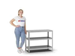 PROREGAL Fachbodenregal Schraubsystem Light-Duty Grundregal HxBxT 80 x 100 x 40 cm 3 Ebenen Fachlast 125 kg Beidseitig Nutzbar Verzinkt