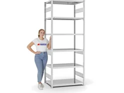 PROREGAL Fachbodenregal Stecksystem T-Profil Heavy-Duty Grundregal HxBxT 250 x 100 x 60 cm 6 Ebenen Fachlast 330 kg Beidseitig Nutzbar Lichtgrau