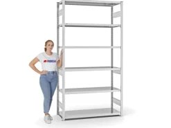 PROREGAL Fachbodenregal Stecksystem T-Profil Heavy-Duty Grundregal HxBxT 250 x 130 x 50 cm 6 Ebenen Fachlast 330 kg Beidseitig Nutzbar Lichtgrau
