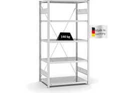 PROREGAL Fachbodenregal Stecksystem T-Profil Light-Duty Grundregal HxBxT 200 x 100 x 60 cm 5 Ebenen Fachlast 140 kg Einseitig Nutzbar Lichtgrau