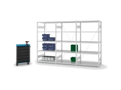 PROREGAL Fachbodenregal Stecksystem T-Profil Light-Duty Grundregal HxBxT 200 x 100 x 60 cm 5 Ebenen Fachlast 140 kg Einseitig Nutzbar Lichtgrau
