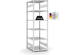 PROREGAL Fachbodenregal Stecksystem T-Profil Light-Duty Grundregal HxBxT 250 x 75 x 80 cm 6 Ebenen Fachlast 130 kg Beidseitig Nutzbar Lichtgrau
