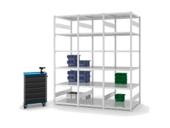 PROREGAL Fachbodenregal Stecksystem T-Profil Light-Duty Grundregal HxBxT 250 x 75 x 80 cm 6 Ebenen Fachlast 130 kg Beidseitig Nutzbar Lichtgrau